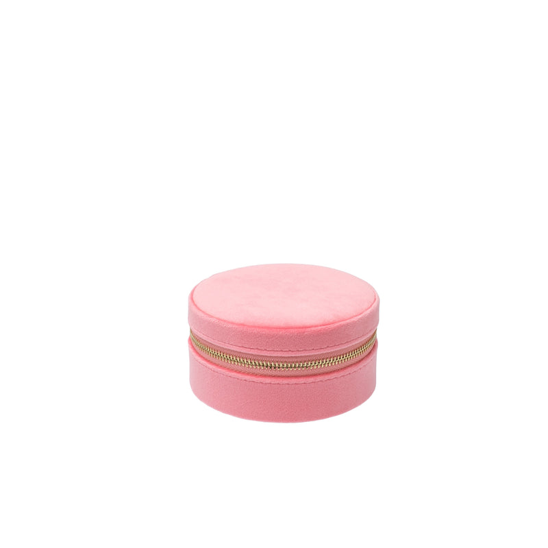 VELVET JEWELLERY BOX ROUND GERANIUM PINK