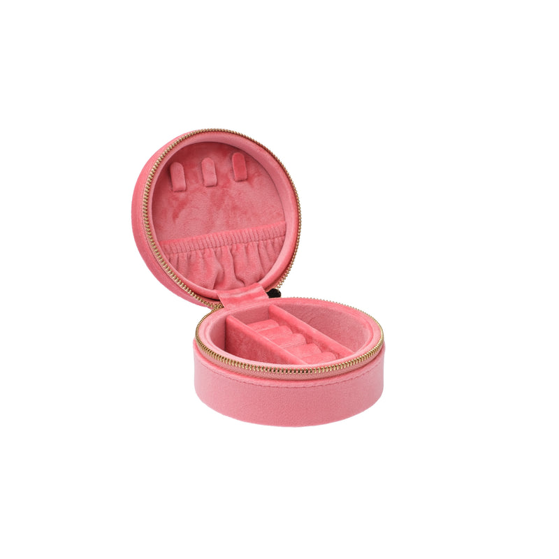 VELVET JEWELLERY BOX ROUND GERANIUM PINK