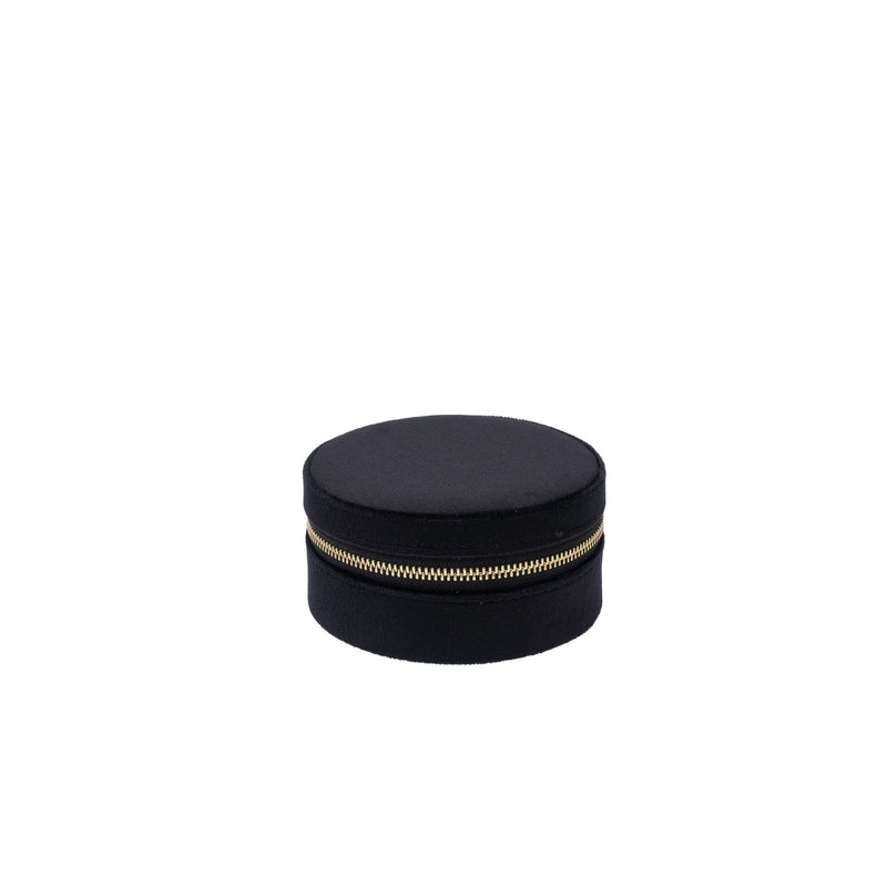 VELVET JEWELLERY BOX ROUND BLACK