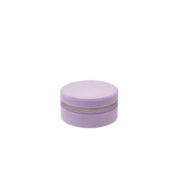 VELVET JEWELLERY BOX ROUND LAVENDEL