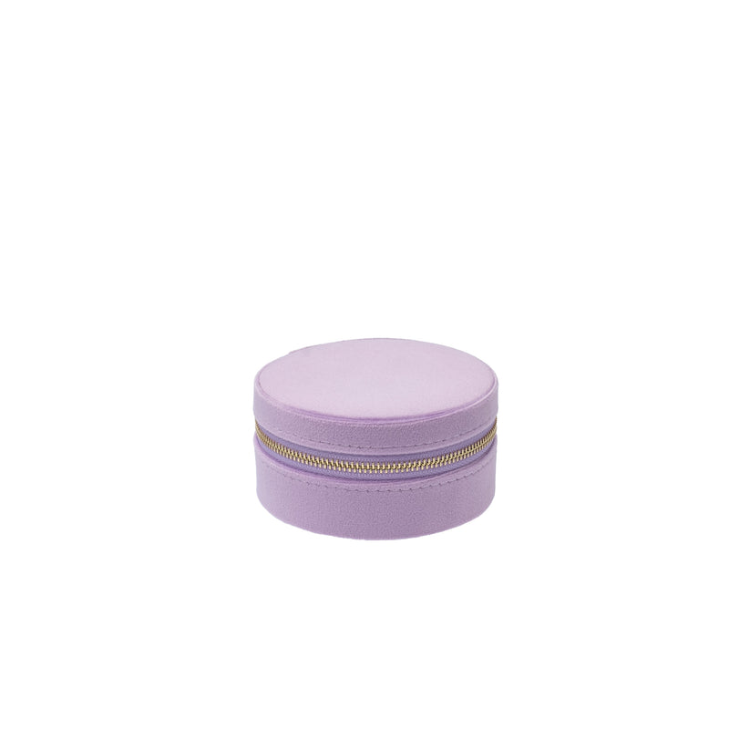 VELVET JEWELLERY BOX ROUND LAVENDEL