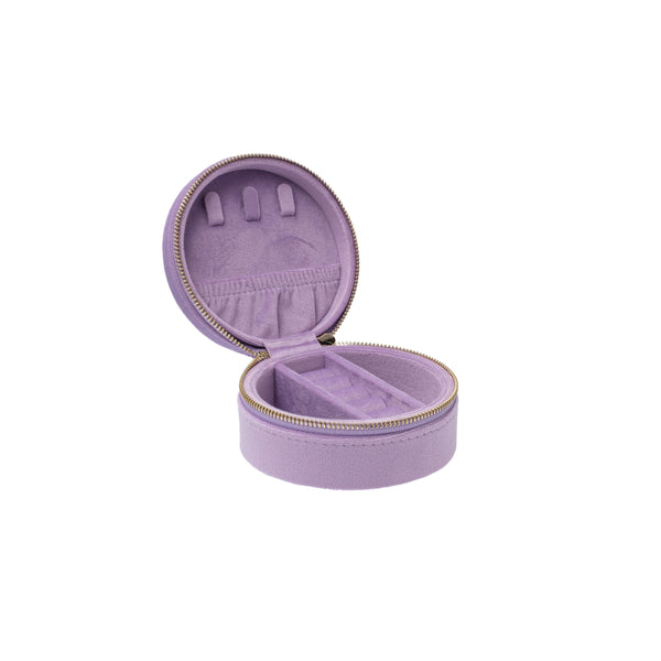 VELVET JEWELLERY BOX ROUND LAVENDEL