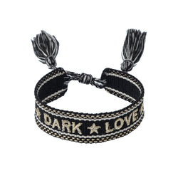 WOVEN FRIENDSHIP BRACELET - "DARK LOVE" Black W/Gold