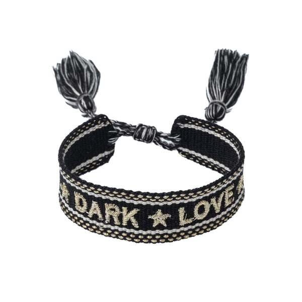 WOVEN FRIENDSHIP BRACELET - "DARK LOVE" Black W/Gold