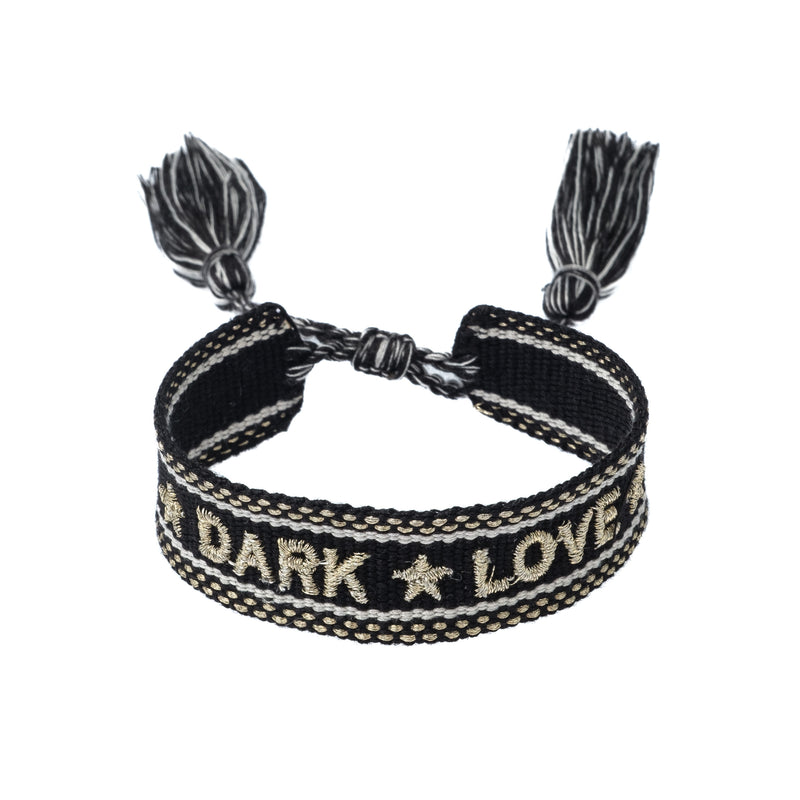 WOVEN FRIENDSHIP BRACELET - "DARK LOVE" Black W/Gold