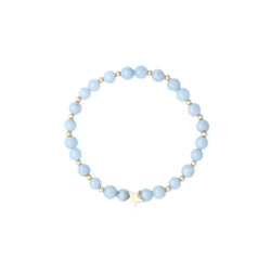 STONE BEAD BRACELET 6 MM W/GOLD BEADS 501 BLUE