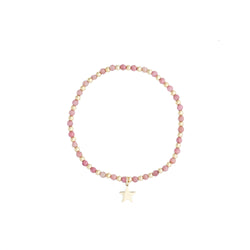 STONE BEAD BRACELET 3 MM W/GOLD BEADS DUSTY ROSE