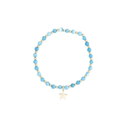 STONE BEAD BRACELET 4 MM W/GOLD BEADS TURQUOISE