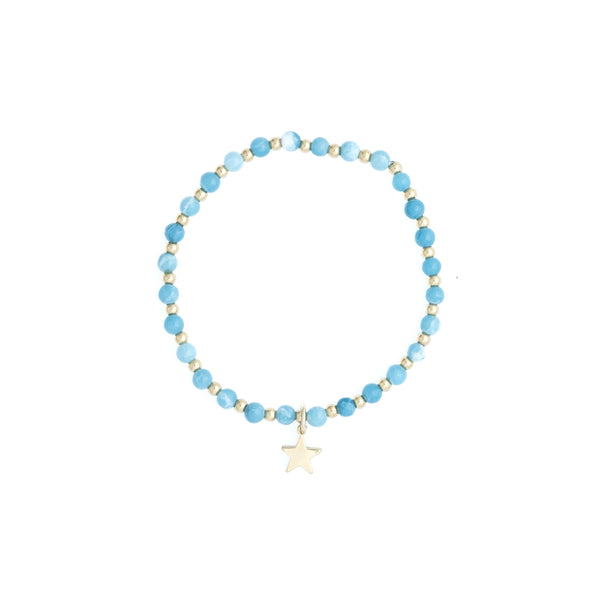 STONE BEAD BRACELET 4 MM W/GOLD BEADS TURQUOISE