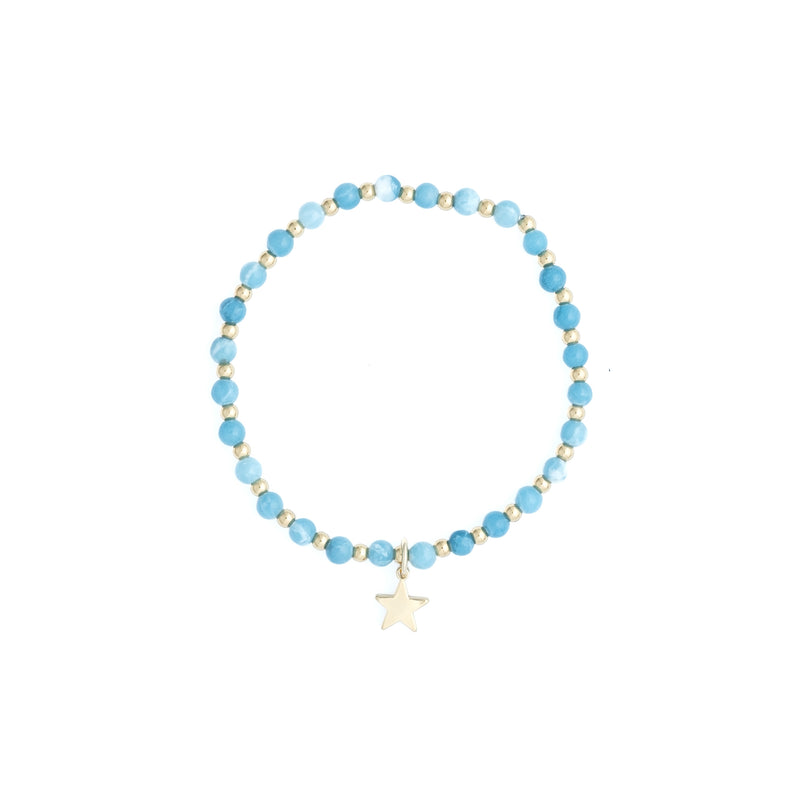 STONE BEAD BRACELET 4 MM W/GOLD BEADS TURQUOISE