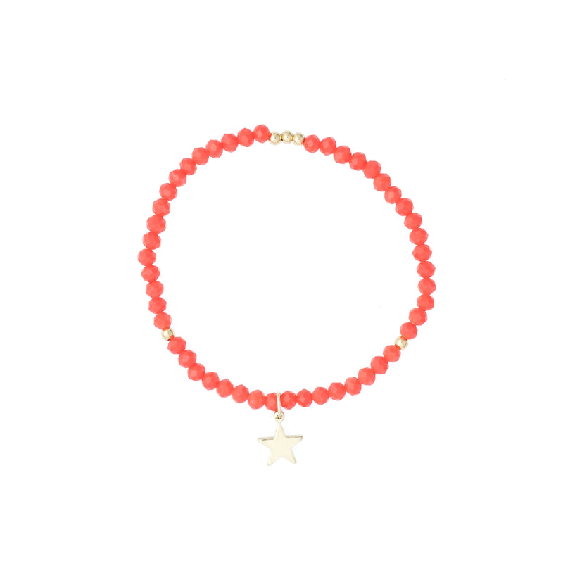 CRYSTAL BEAD BRACELET 4 MM SPARKLED PALE ORANGE