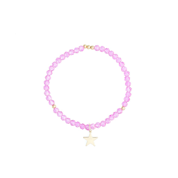 CRYSTAL BEAD BRACELET 4 MM SPARKLED PALE PINK