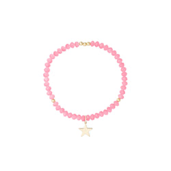 CRYSTAL BEAD BRACELET 4 MM SPARKLED GERANIUM PINK