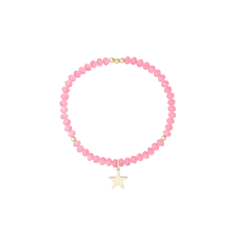 CRYSTAL BEAD BRACELET 4 MM SPARKLED GERANIUM PINK