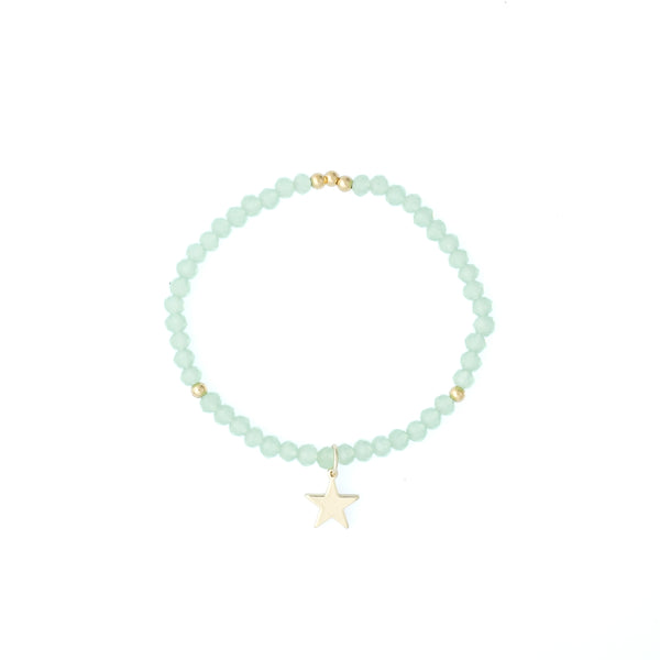 CRYSTAL BEAD BRACELET 4 MM SPARKLED OCEAN GREEN