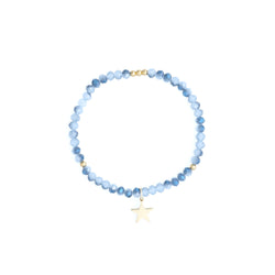 CRYSTAL BEAD BRACELET 4 MM SPARKLED LIGHT BLUE