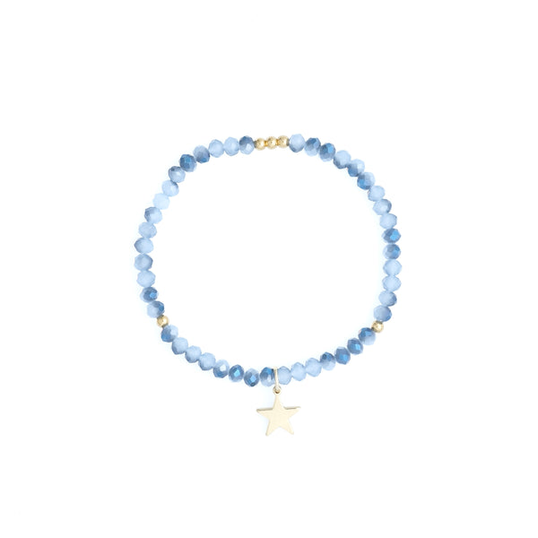 CRYSTAL BEAD BRACELET 4 MM SPARKLED LIGHT BLUE