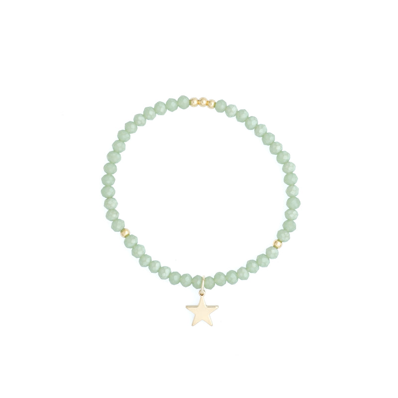 CRYSTAL BEAD BRACELET 4 MM SPARKLED PALE OCEAN GREEN