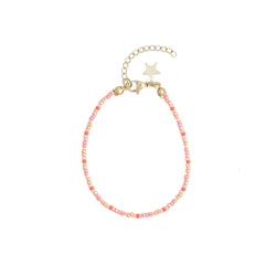 GLASS BEAD BRACELET 2 MM ORANGE & PINK