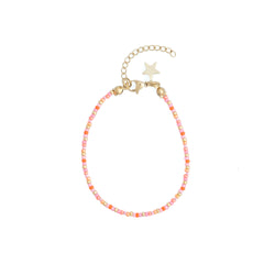 GLASS BEAD BRACELET 2 MM ORANGE & PINK