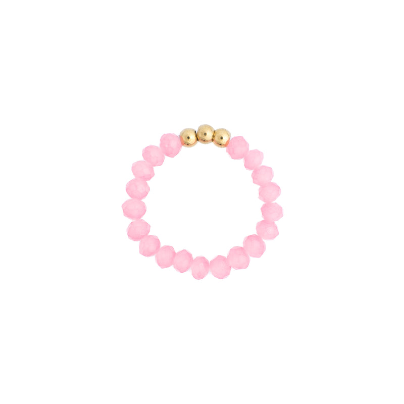 CRYSTAL BEAD RING 3 MM SPARKLED GERANIUM PINK