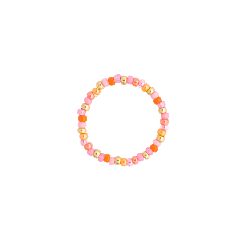 GLASS BEAD RING 2 MM ORANGE & PINK MIX