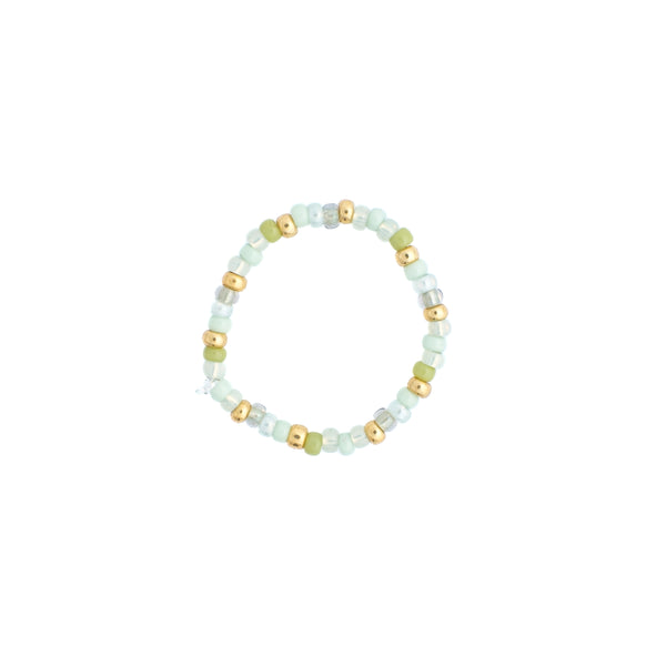 GLASS BEAD RING 2 MM OCEAN GREEN