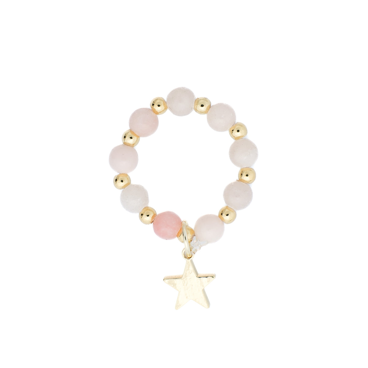 STONE BEAD RING 4 MM W/STAR ROSE