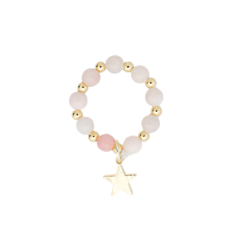 STONE BEAD RING 4 MM W/STAR ROSE