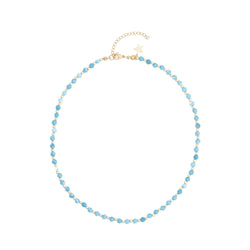 STONE BEAD NECKLACE 4 MM W/GOLD BEADS TURQUOISE
