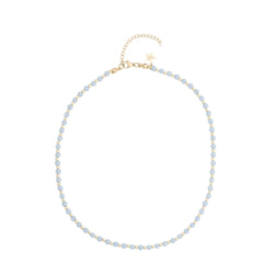 STONE BEAD NECKLACE 4 MM W/GOLD BEADS 501 BLUE