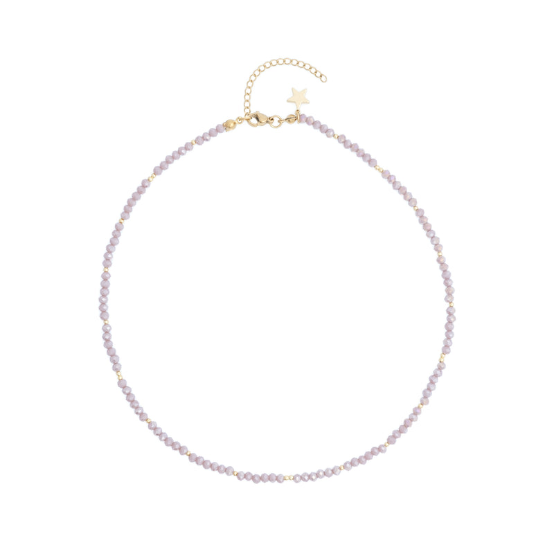 CRYSTAL BEAD NECKLACE 3 MM SPARKLED LAVENDEL