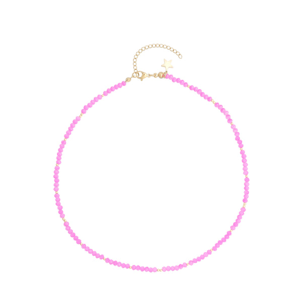 CRYSTAL BEAD NECKLACE 3 MM SPARKLED PINK