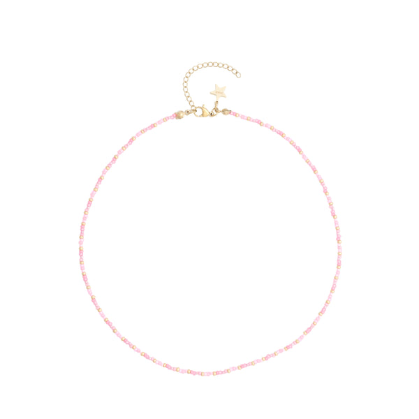 GLASS BEAD NECKLACE 2 MM PINK