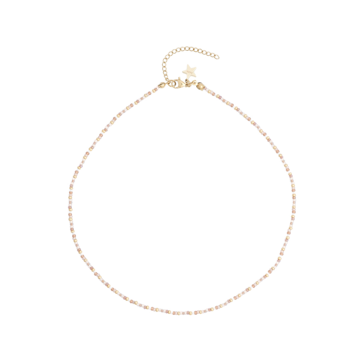 GLASS BEAD NECKLACE 2 MM NOUGAT