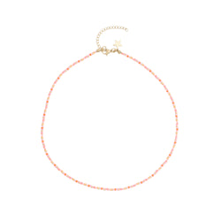 GLASS BEAD NECKLACE 2 MM ORANGE & PINK