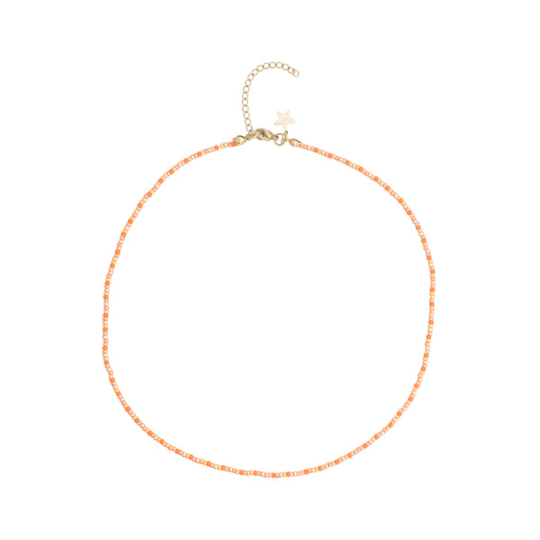 GLASS BEAD NECKLACE 2 MM ORANGE