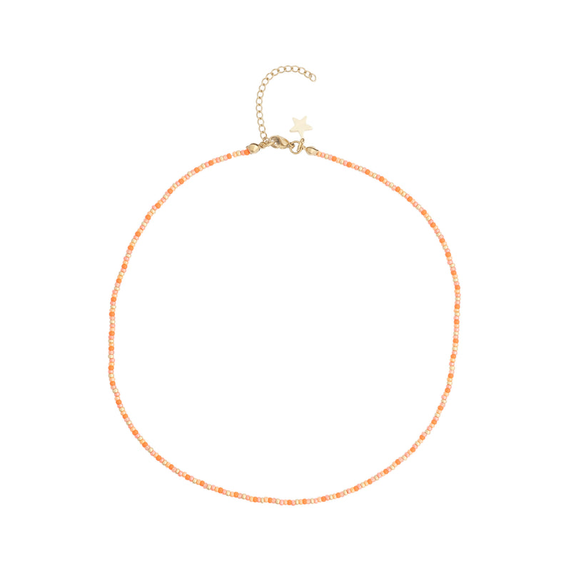 GLASS BEAD NECKLACE 2 MM ORANGE