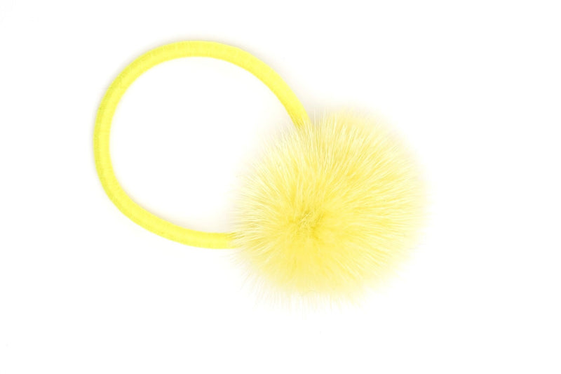 MINK HAIR POM SUMMER YELLOW