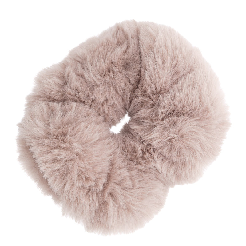 FAUX FUR SCRUNCHIE WARM TAUPE