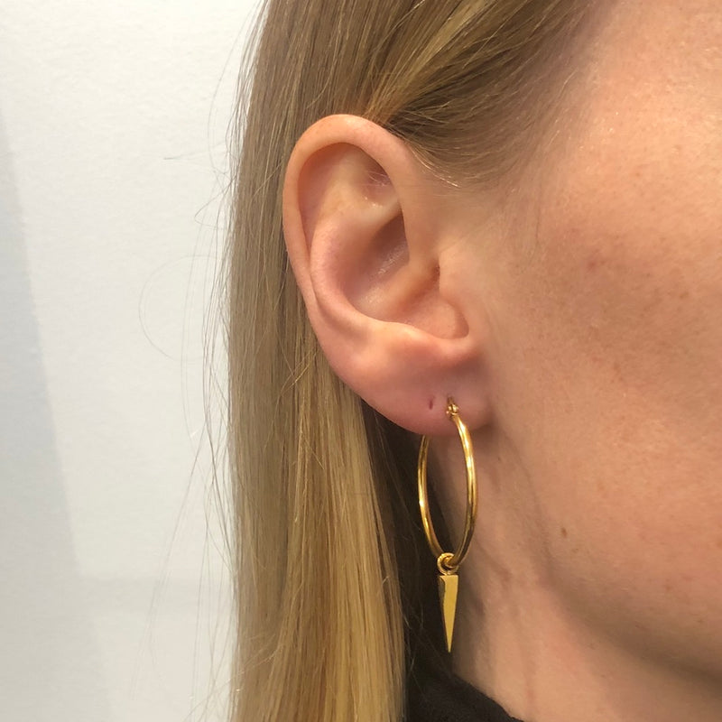 MEDIUM HOOP W/STUD GOLD
