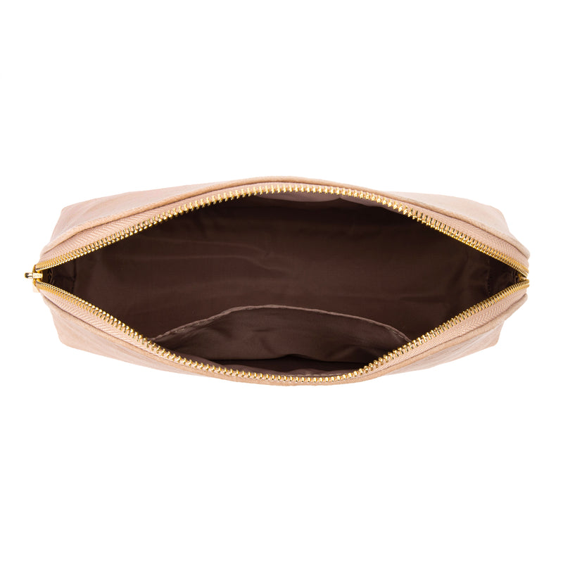 VELVET MAKE-UP POUCH LARGE COOL CAMEL