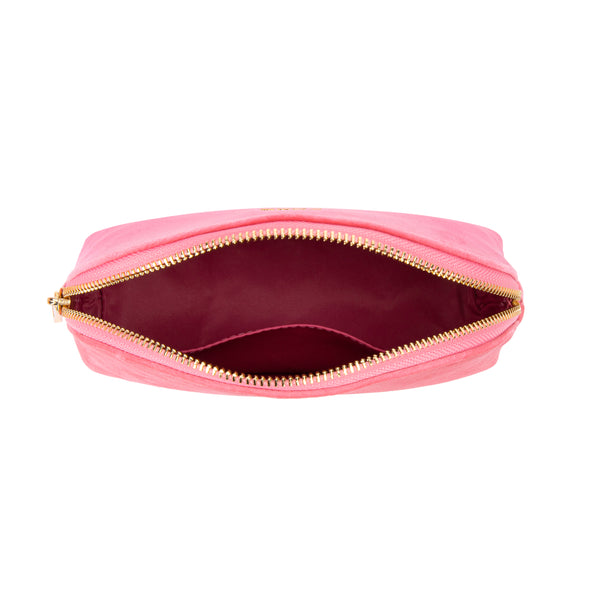 VELVET MAKE-UP POUCH SMALL GERANIUM PINK