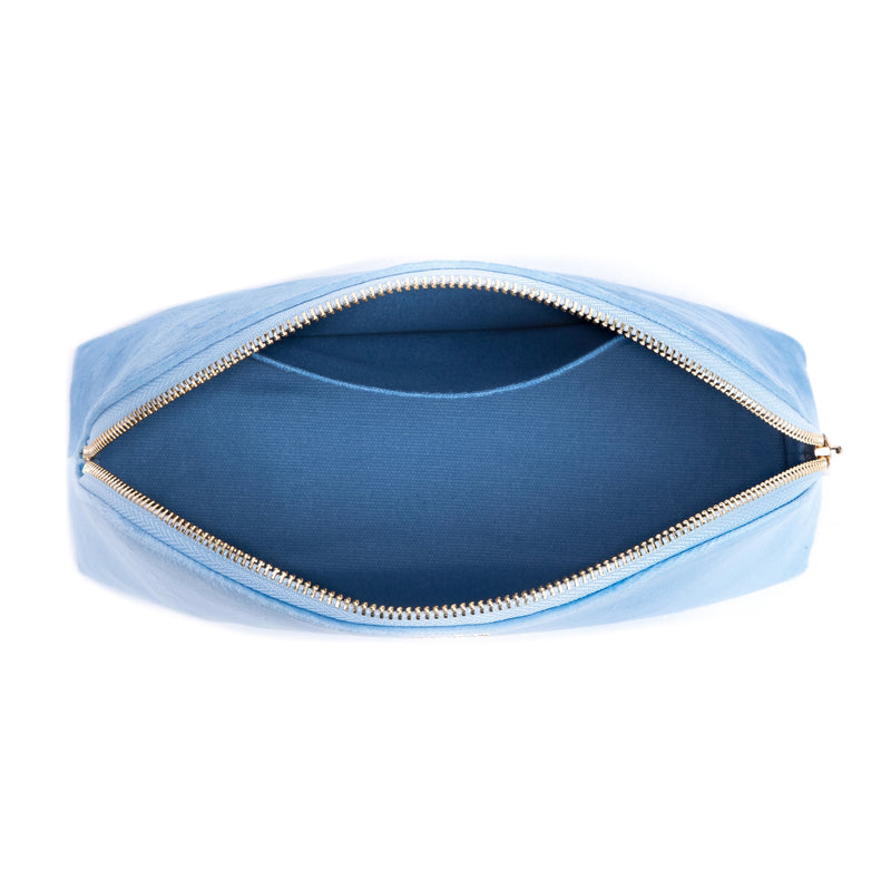 VELVET MAKE-UP POUCH LARGE LIGHT BLUE