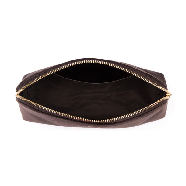 VELVET MAKE-UP POUCH LARGE CHOCOLATE BROWN