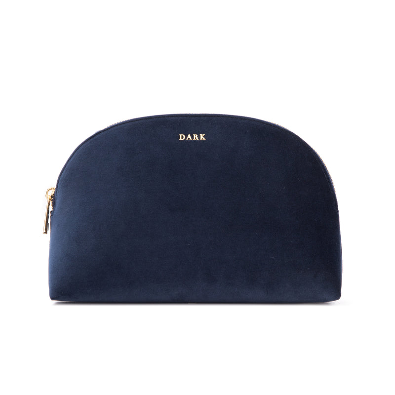 VELVET MAKE-UP POUCH LARGE NAVY BLUE