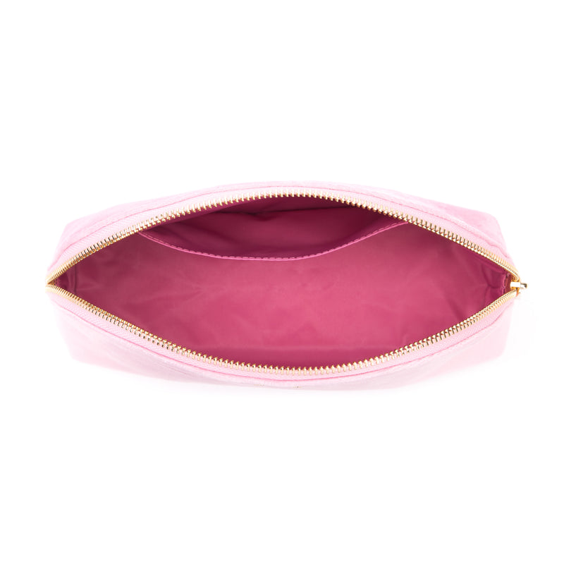 VELVET MAKE-UP POUCH LARGE PALE PINK