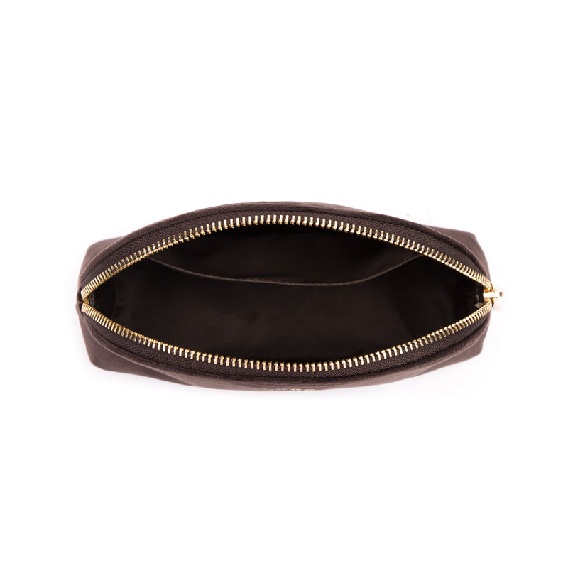 VELVET MAKE-UP POUCH SMALL CHOCOLATE BROWN