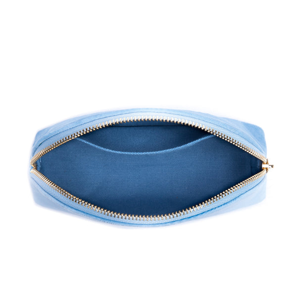 VELVET MAKE-UP POUCH SMALL LIGHT BLUE