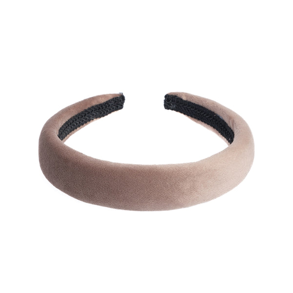 VELVET HAIR BAND BROAD WARM TAUPE